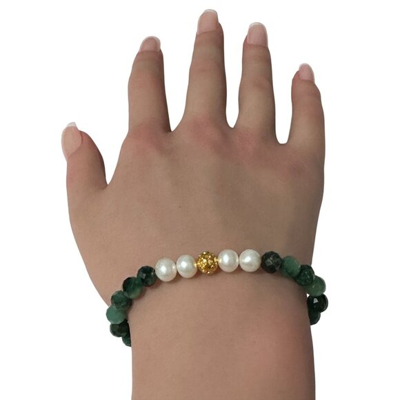 18K Gold Money Coin Ball Gemstones Birthstones Pearl Amethyst 5-6mm - Picture 6 of 7